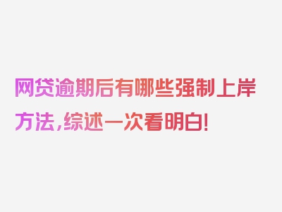 网贷逾期后有哪些强制上岸方法，综述一次看明白！