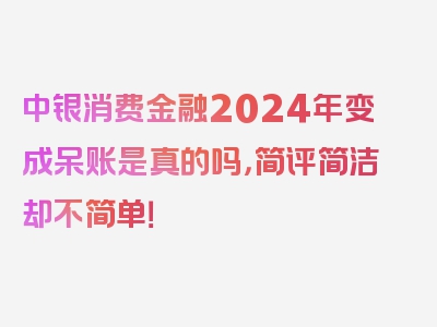 中银消费金融2024年变成呆账是真的吗，简评简洁却不简单！