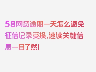 58网贷逾期一天怎么避免征信记录受损，速读关键信息一目了然！