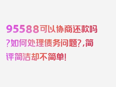 95588可以协商还款吗?如何处理债务问题?，简评简洁却不简单！