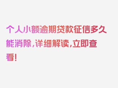 个人小额逾期贷款征信多久能消除，详细解读，立即查看！