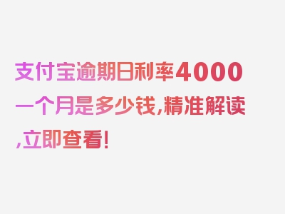 支付宝逾期日利率4000一个月是多少钱，精准解读，立即查看！