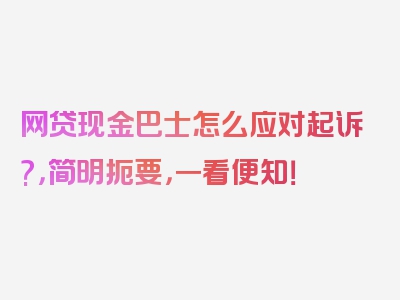 网贷现金巴士怎么应对起诉?，简明扼要，一看便知！