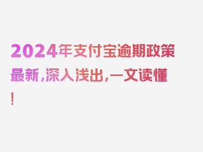 2024年支付宝逾期政策最新，深入浅出，一文读懂！