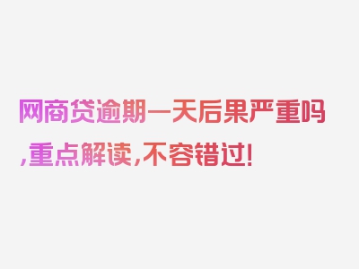 网商贷逾期一天后果严重吗，重点解读，不容错过！