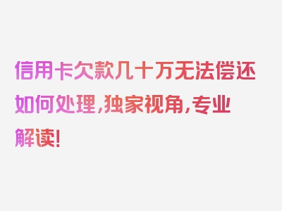 信用卡欠款几十万无法偿还如何处理，独家视角，专业解读！