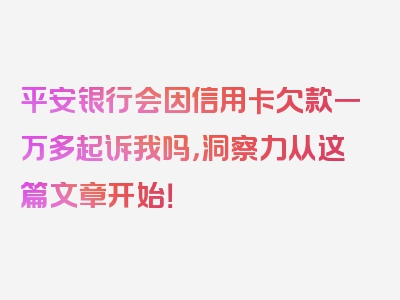 平安银行会因信用卡欠款一万多起诉我吗，洞察力从这篇文章开始！