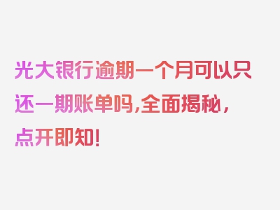 光大银行逾期一个月可以只还一期账单吗，全面揭秘，点开即知！