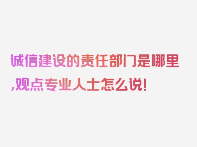 诚信建设的责任部门是哪里，观点专业人士怎么说！