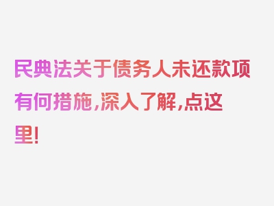 民典法关于债务人未还款项有何措施，深入了解，点这里！