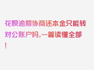 花呗逾期协商还本金只能转对公账户吗，一篇读懂全部！