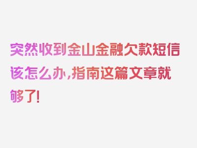 突然收到金山金融欠款短信该怎么办，指南这篇文章就够了！