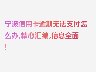 宁波信用卡逾期无法支付怎么办，精心汇编，信息全面！