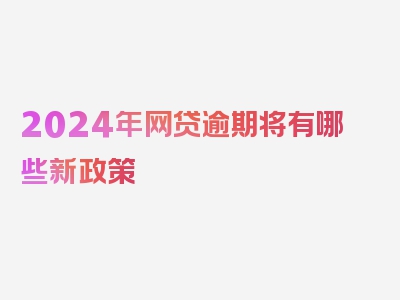 2024年网贷逾期将有哪些新政策