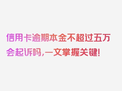 信用卡逾期本金不超过五万会起诉吗，一文掌握关键！