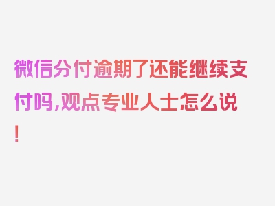 微信分付逾期了还能继续支付吗，观点专业人士怎么说！