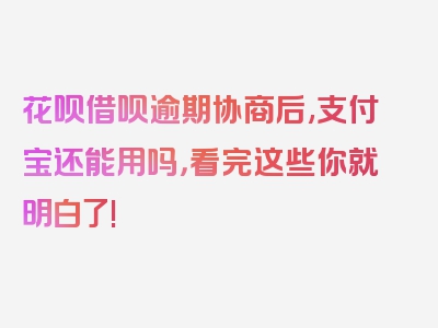 花呗借呗逾期协商后,支付宝还能用吗，看完这些你就明白了!