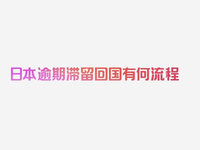 日本逾期滞留回国有何流程