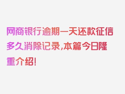 网商银行逾期一天还款征信多久消除记录，本篇今日隆重介绍!