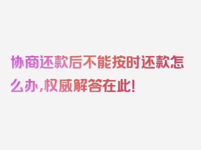 协商还款后不能按时还款怎么办，权威解答在此！