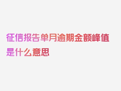 征信报告单月逾期金额峰值是什么意思