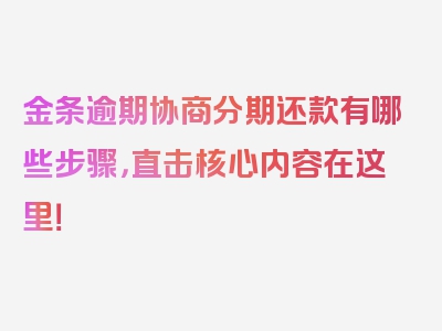 金条逾期协商分期还款有哪些步骤，直击核心内容在这里！