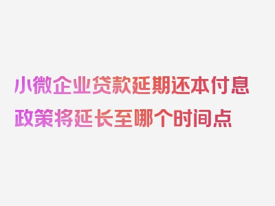 小微企业贷款延期还本付息政策将延长至哪个时间点