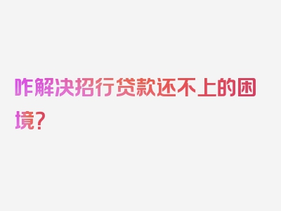 咋解决招行贷款还不上的困境？