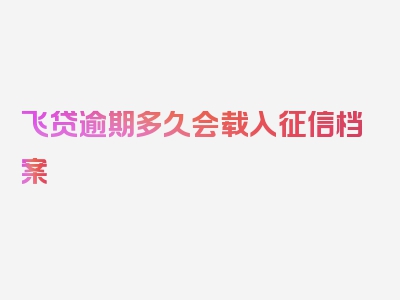 飞贷逾期多久会载入征信档案