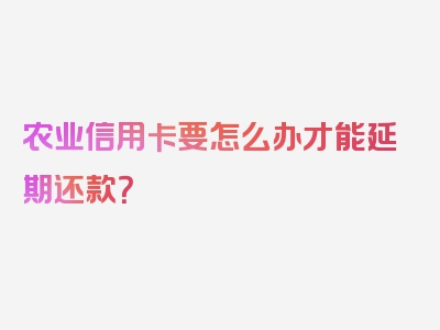 农业信用卡要怎么办才能延期还款？