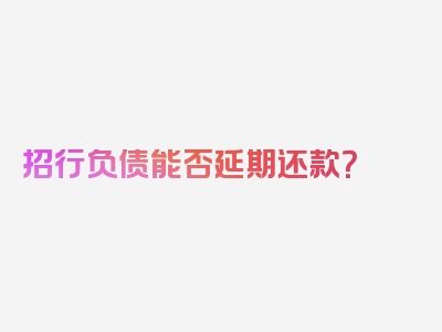 招行负债能否延期还款？