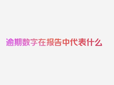 逾期数字在报告中代表什么