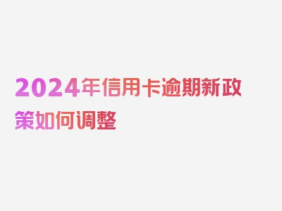 2024年信用卡逾期新政策如何调整