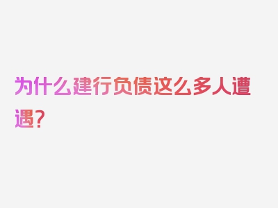 为什么建行负债这么多人遭遇？