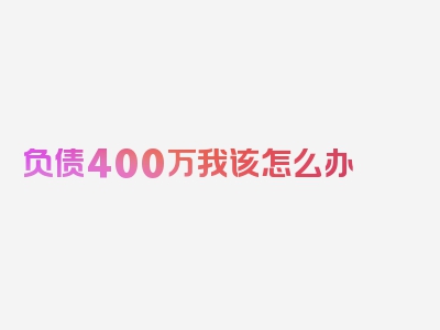 负债400万我该怎么办