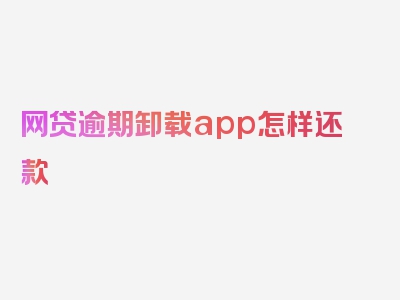 网贷逾期卸载app怎样还款