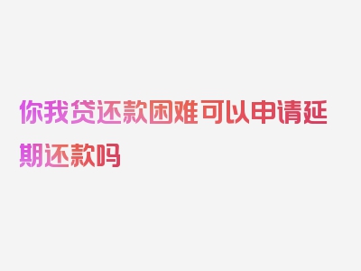 你我贷还款困难可以申请延期还款吗