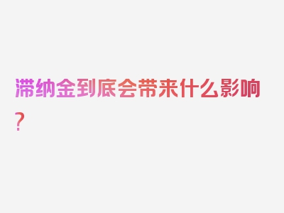 滞纳金到底会带来什么影响?