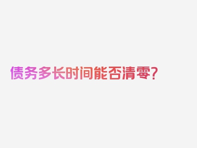 债务多长时间能否清零？