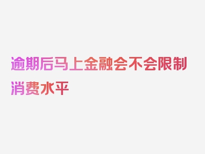 逾期后马上金融会不会限制消费水平