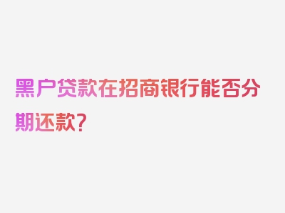 黑户贷款在招商银行能否分期还款？