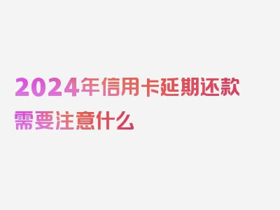 2024年信用卡延期还款需要注意什么