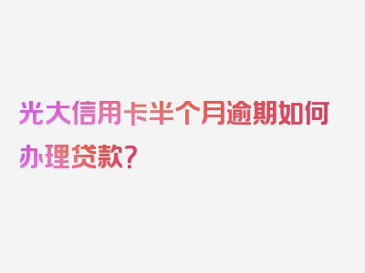 光大信用卡半个月逾期如何办理贷款？