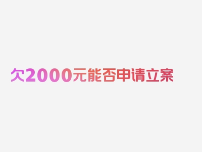 欠2000元能否申请立案