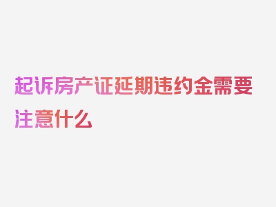 起诉房产证延期违约金需要注意什么