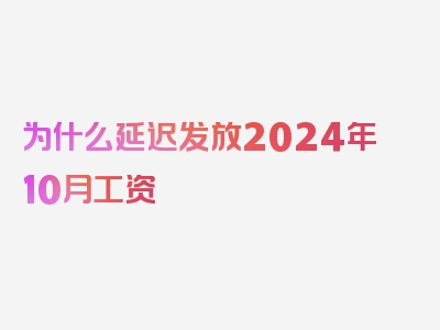 为什么延迟发放2024年10月工资