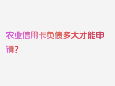 农业信用卡负债多大才能申请？