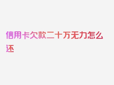 信用卡欠款二十万无力怎么还