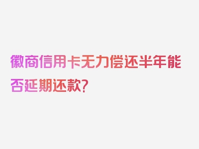 徽商信用卡无力偿还半年能否延期还款?