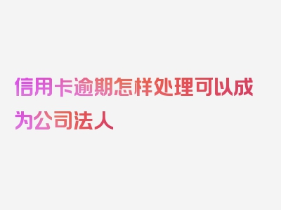 信用卡逾期怎样处理可以成为公司法人